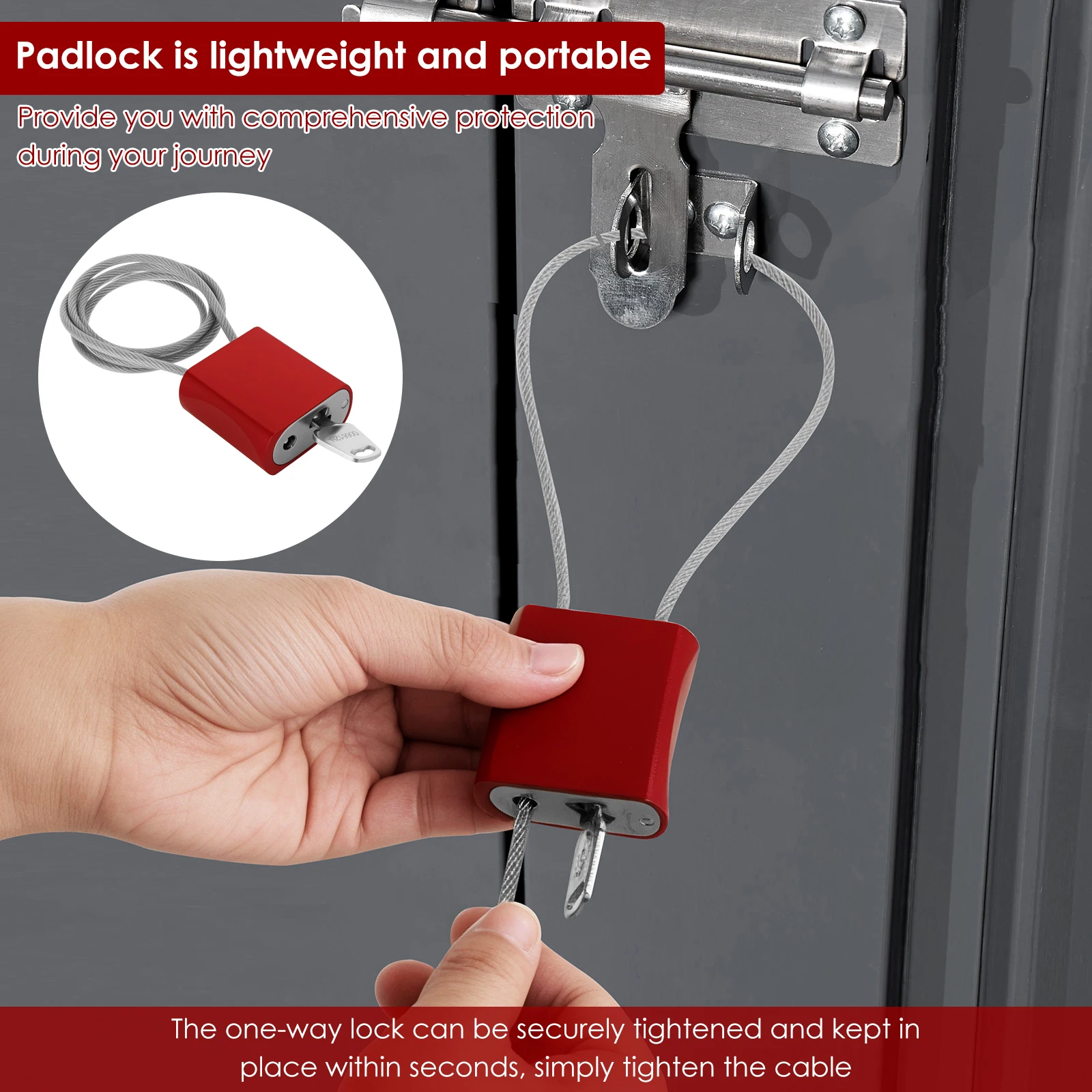 

Cable Lock with 3 Keys 3.28 ft/1m Adjustable Steel Cable Padlock PVC Coated Locks for Bikes, Gate, Lockers & Outdoor Gear