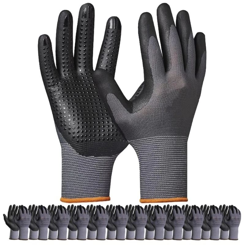 

Защитные рабочие перчатки с микропенным нитриловым покрытием, нескользящие бесшовные вязаные рабочие перчатки для мужчин, перчатки для автостроителей