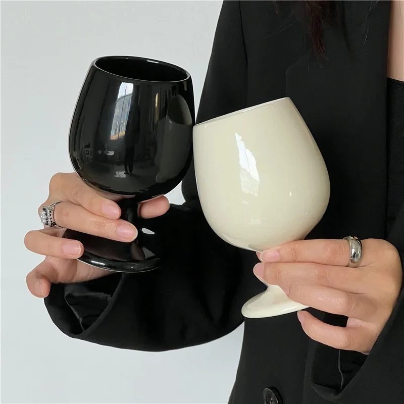 Retro Nordic Style Ceramic High Cup Pure Color Coffee Cup High Aesthetic Value Water Glass Vintage Home Use Beer Cup
