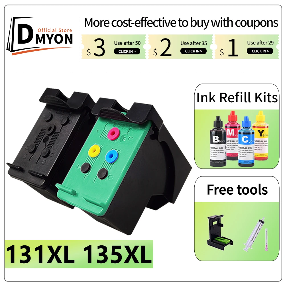 

131 135 Ink Cartridge Compatible for HP 131XL HP 135XL PhotoSmart 8150 8153 8400 8450 8450 8453 C3100 C3110 C3125 Color Printer