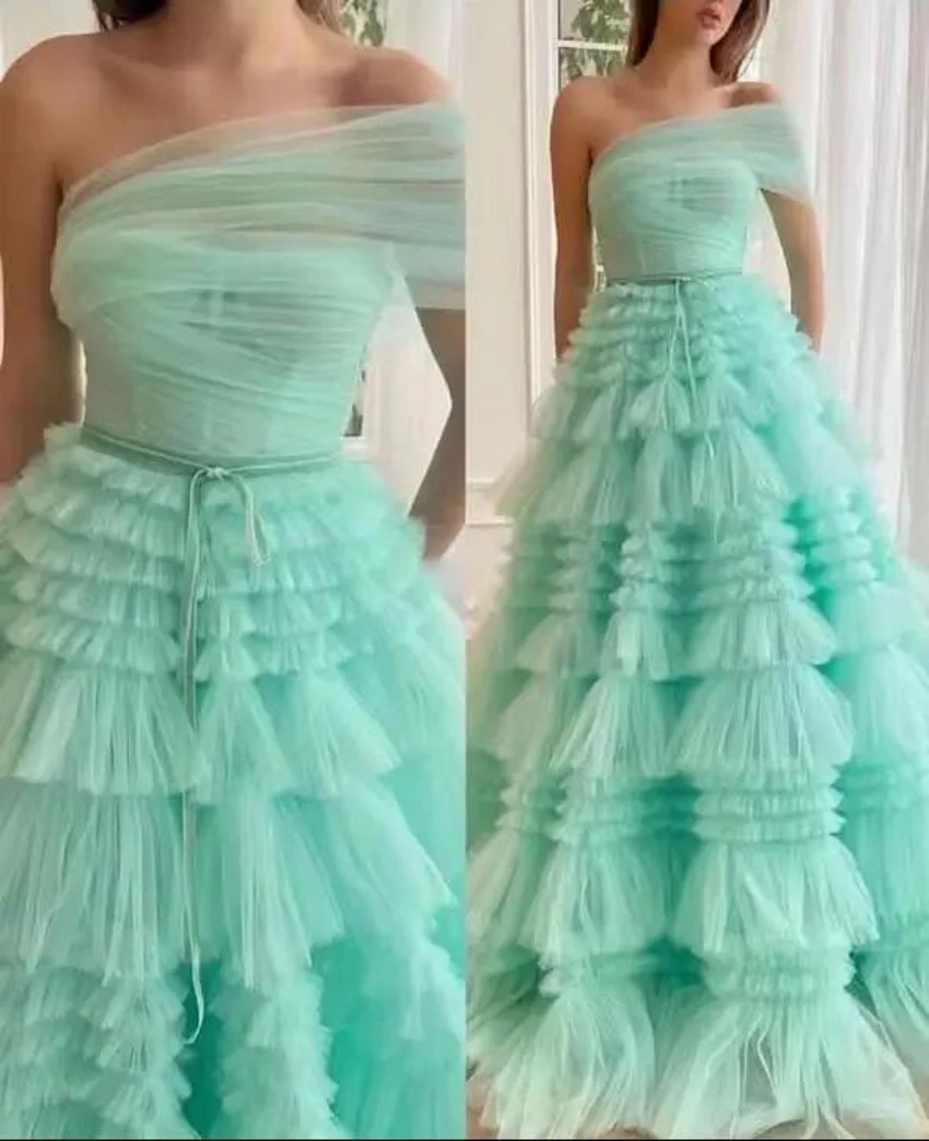 Elegant Vestido De Fiesta De Boda Real Photos Several Tulle Layers Of Women Dress For Special Occasion Evening Dresses P24126