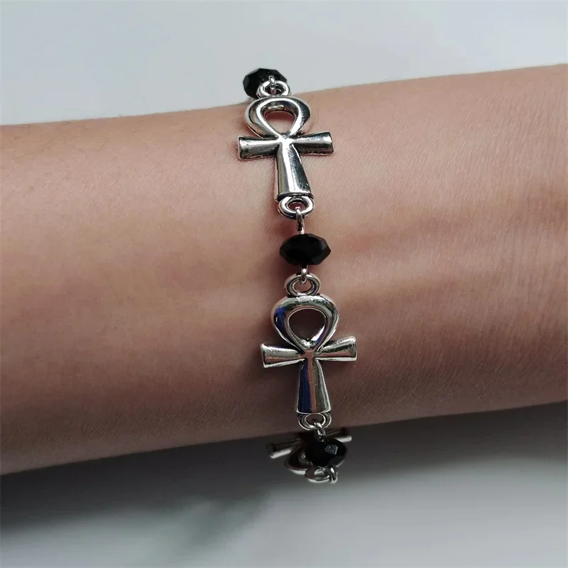 Ankh vampire Bracelet, Gothic, Cross Bracelet, vampire, religious jewelry, Victorian cross link bracelet,Wicca,Charm jewelr