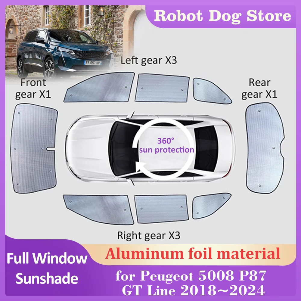 

Car Sunshades Mat for Peugeot 5008 P87 GT Line 2018~2024 Roof Windows Sun Visor Windshield Pad Curtain Sunroof Cover Accessories