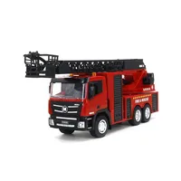 1:18 Huina Rc Truck 9-Channel Semi-Alloy Remote Control Engineering Vehicle Red Fire Climbing Rescue Truck Children's Toy Gift