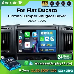 Android 16 For Fiat Ducato 2005-2023 Citroen Jumper Peugeot Boxer Dodge Ram 2500 Wireless Carplay Android Auto Multimedia 4G GPS