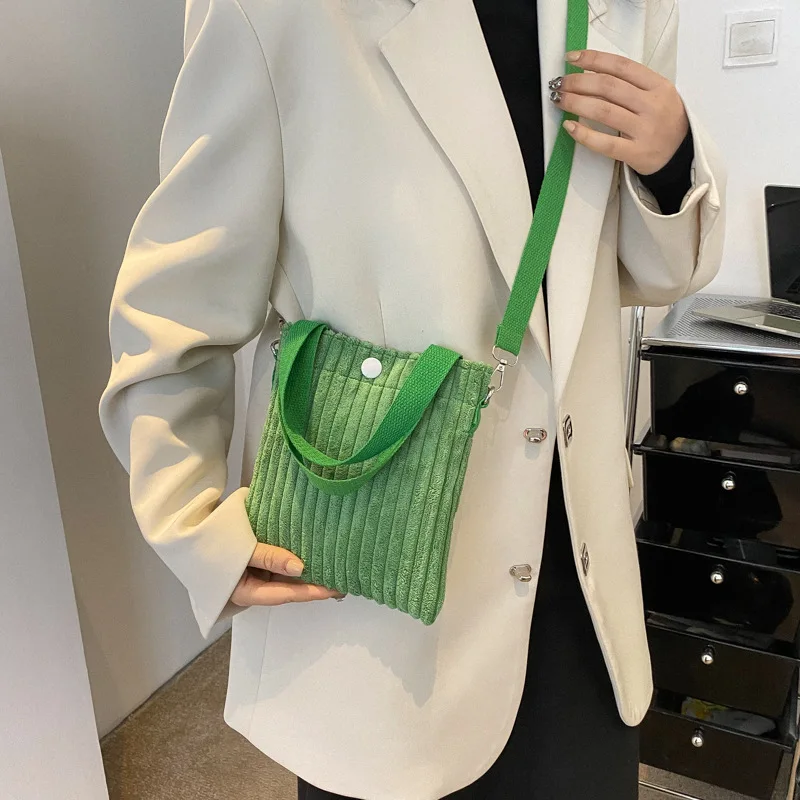 

2025 Corduroy Bucket Bag Spring New Mini Crossbody Purse Vertical Tote Bag Handheld Casual Small Shoulder Bag for Women
