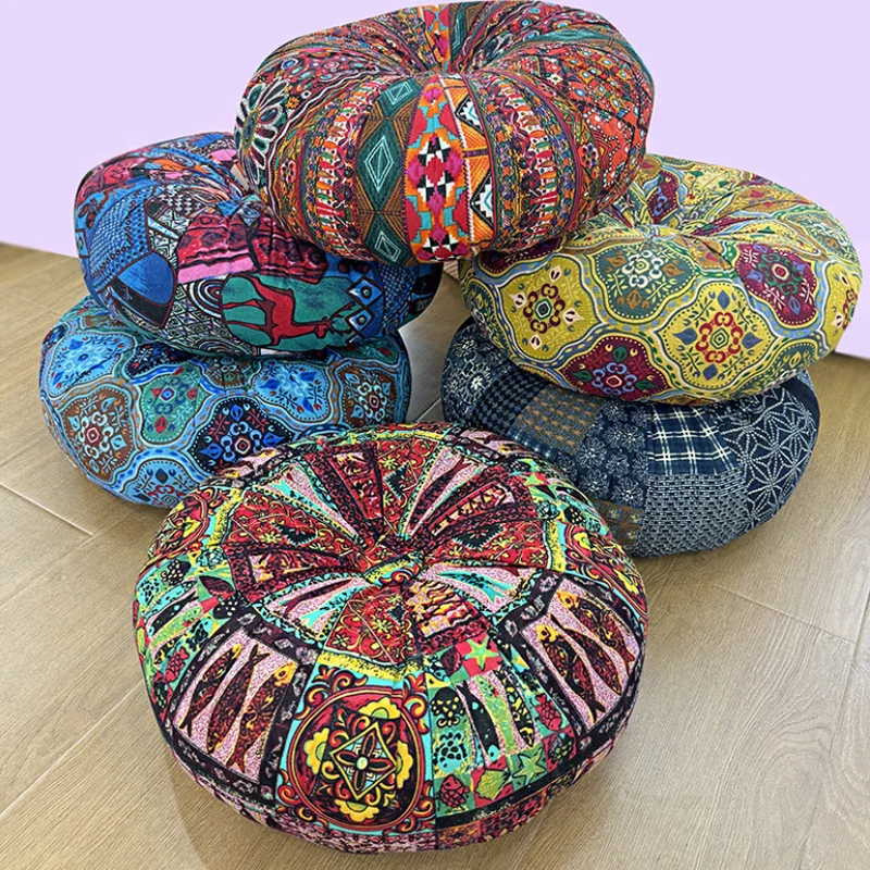 Moroccan Round Chair Cushion Retro Printed Elastic Cotton Soft Floor Cushion Living Room Bedroom Tatami Sofa Pillow 40*40cm