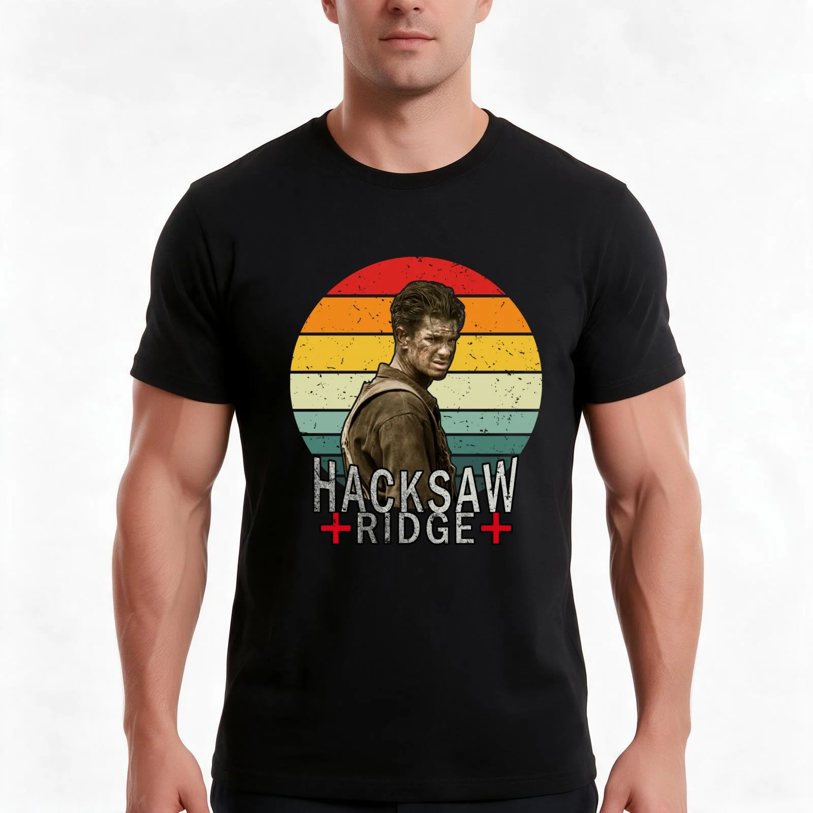 Hacksaw Ridge Classic Movie T-Shirt, Summer Casual Cotton Tee, Oversized Streetwear Tops, Vintage Graphic Print, 100% Cotton