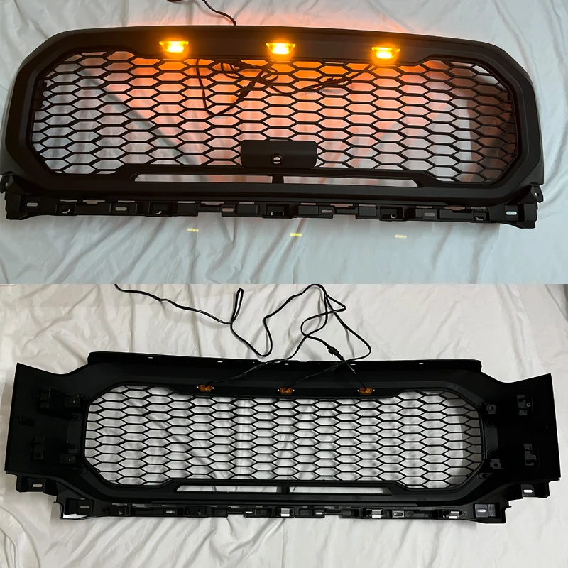 Per F-150 LED Racing Grill per F150 Raptor Style griglie per auto 2021 2022 2023 griglie anteriori nere paraurti Mesh Cover griglia del radiatore