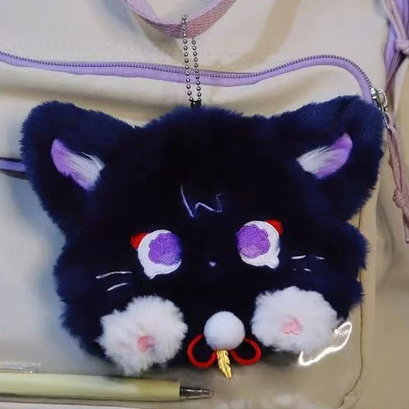 New Game Cartoon Cat Wanderer Balladeer Kabukimono Scaramouche Plush Creative Keychain Coin Purse Headphone Wallet gift