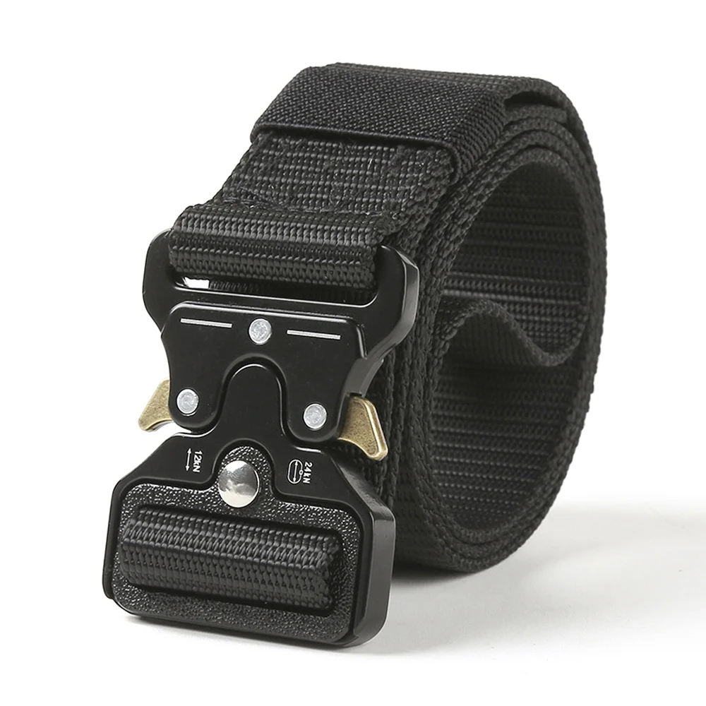 Męski pas taktyczny z mechanizmem szybkiego uwalniania Outdoor pasek ze stopu cynku z klamrą miękki prawdziwy nylon sportowy pas turystyczny Camping pas myśliwski