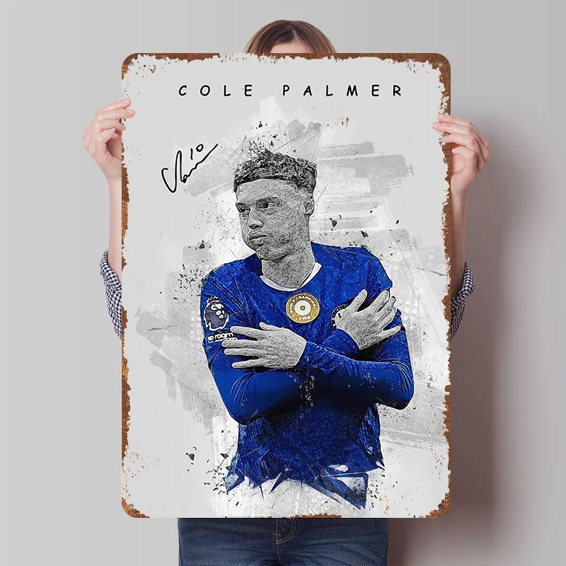 Cole Palmer Portrait Metal Poster Custom Wall Art Retro Vintage Tinplate Signs for Man Cave Bedroom Decoration Gaming Desk Decor