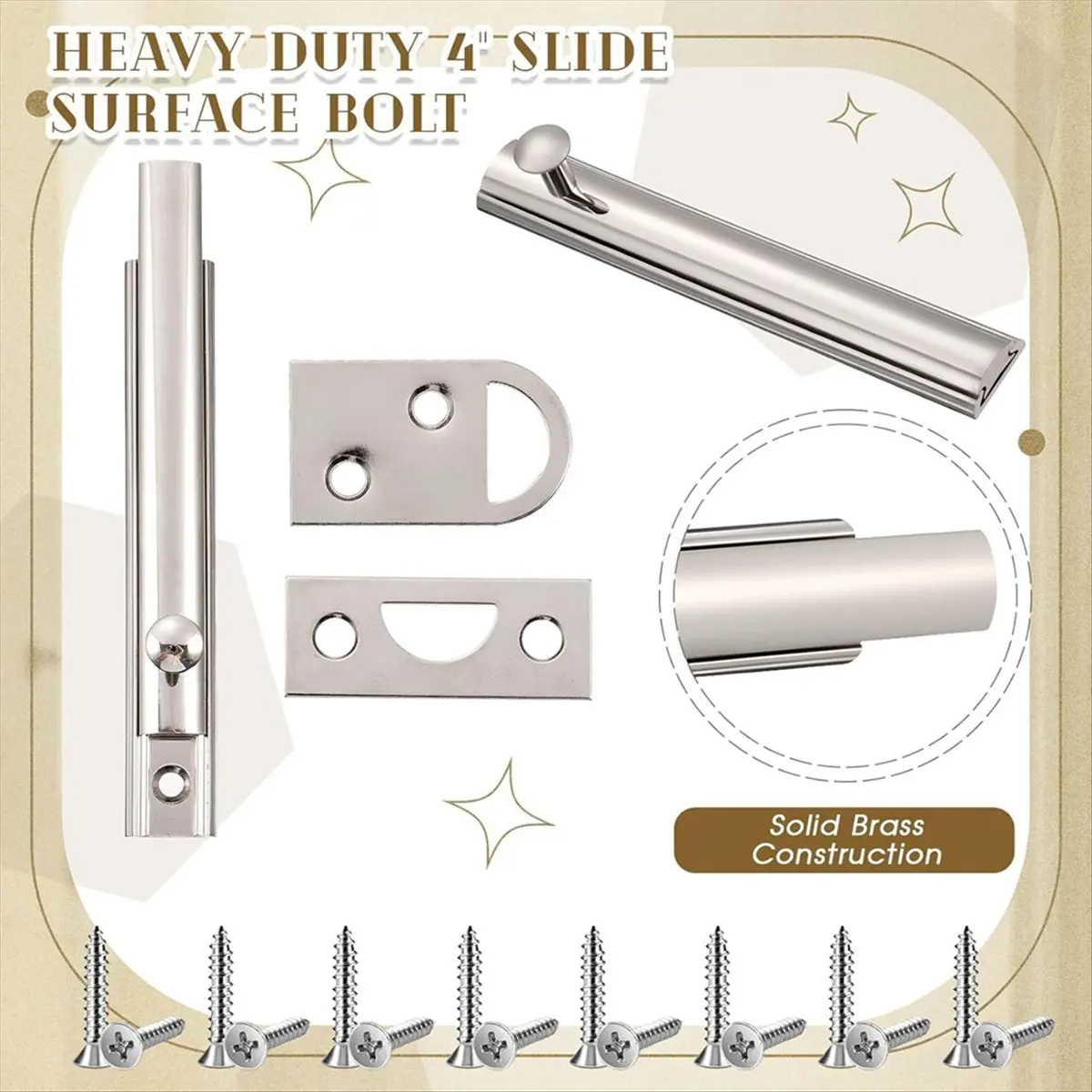 N14R Top 4 Set Slide Bolt Lock Bolt Door Slide Bolt Door Latches for Top of Door Slide Lock Silver
