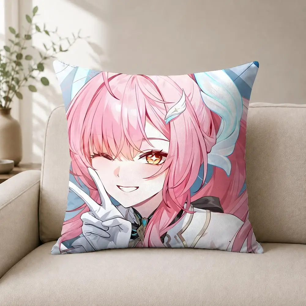 Game W-Wuthering Waves Aemeath Cushion Cover Luxury Soft Plush Short Fur Cushion Case Warm Cozy Sofa Bed Decorative Home