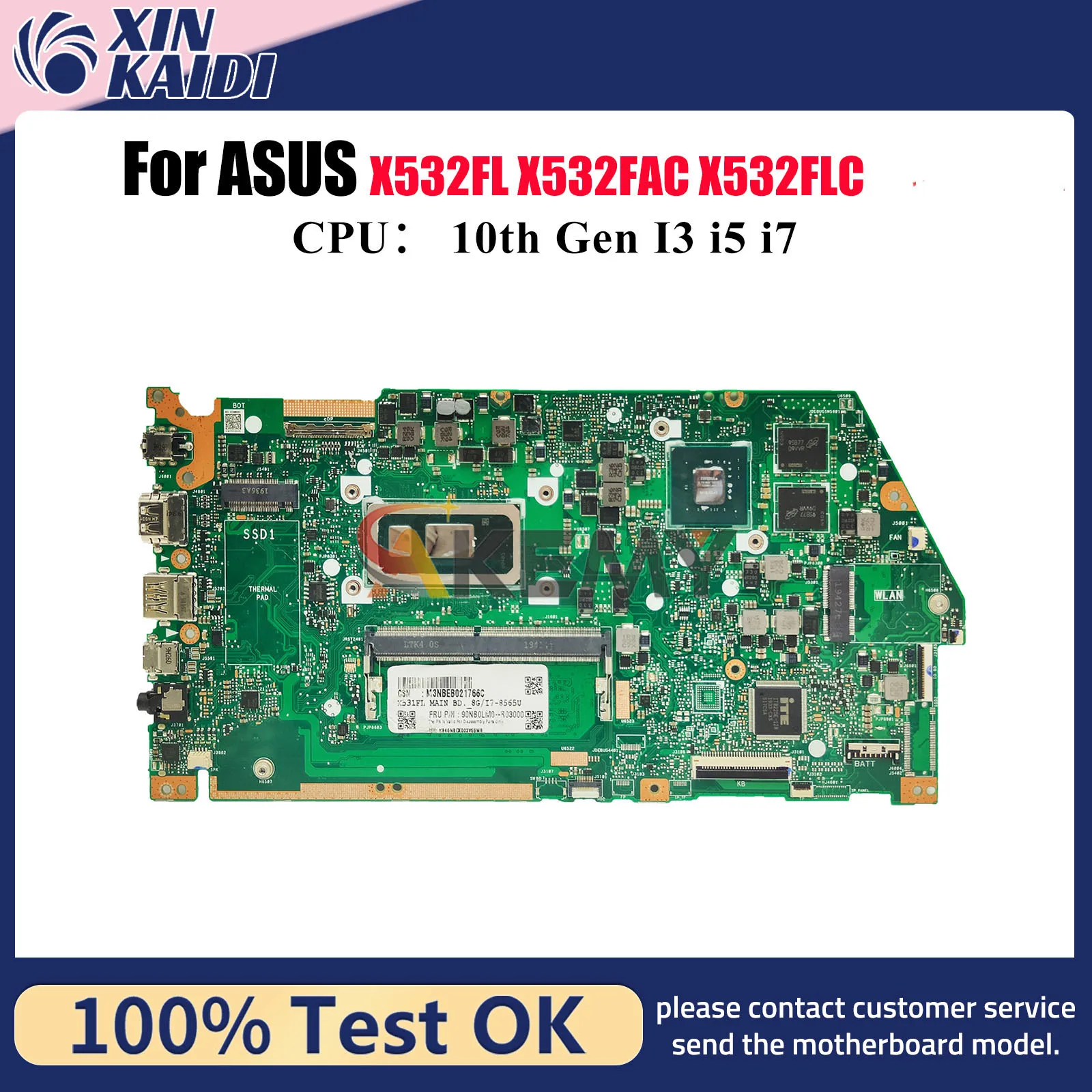 

X532FL Материнская плата для ноутбука ASUS V531F S5500F X532FAC S531F X532FLC V532F K532F K531F X532F S532F Материнская плата 10-го поколения I3 i5 i7