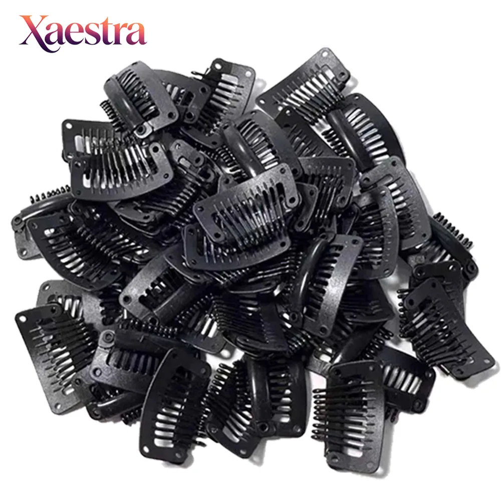 Snap Wig Clips 9-Teeth 100% Plastic Hair Clips With Silicon Rubber To Secure Wig Hair Extensions Toupee Anti Metal