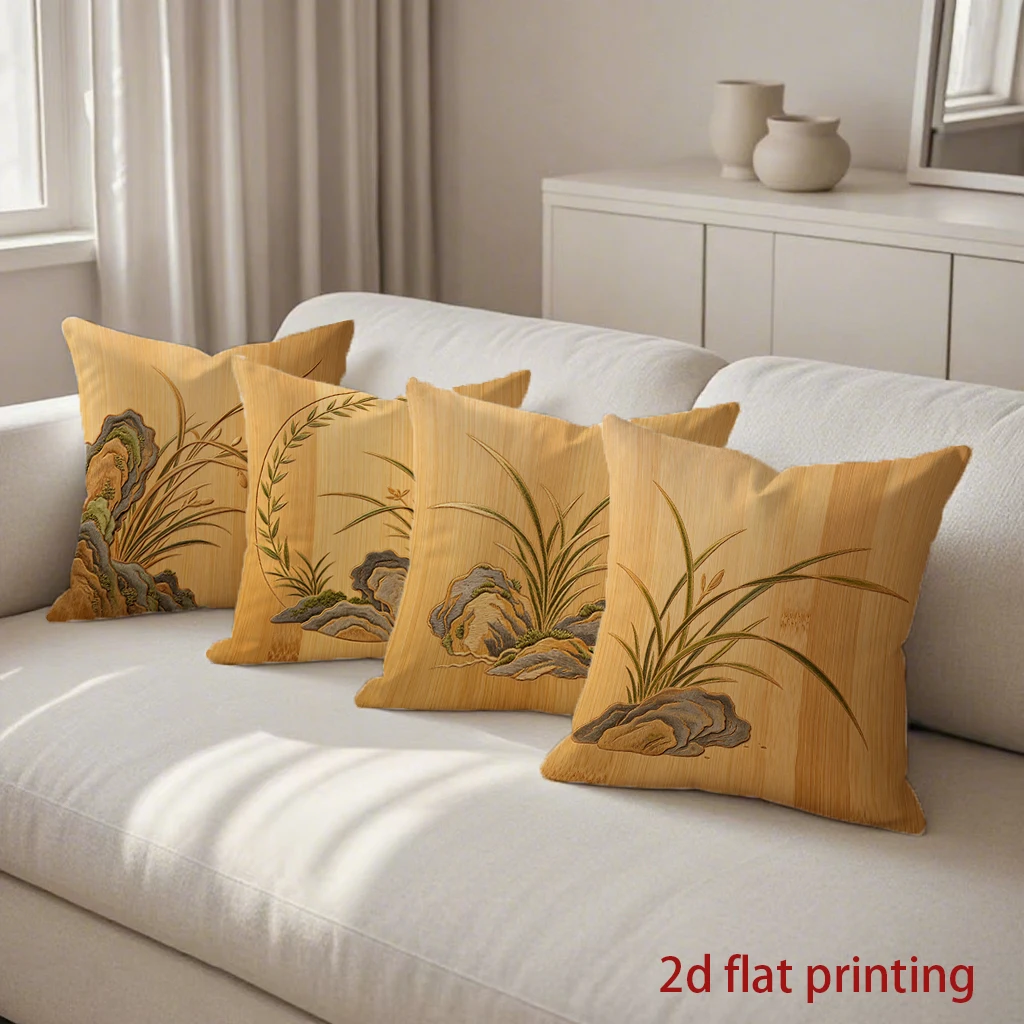 Orchid Rock Decor Pattern Cushion Cover Suitable for Sofa Bedroom Car Pillow Cover
