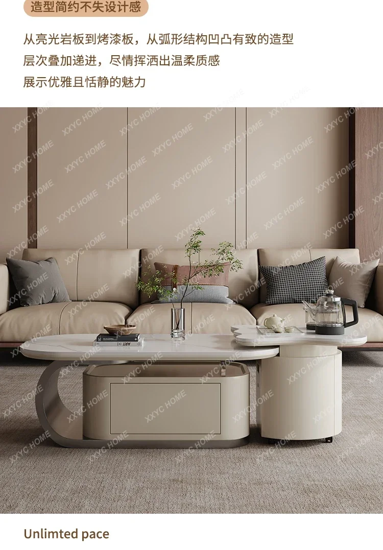 Classic Design Beige Coffee Tables Hidden Storage  Coffee Table Modern White Mesa De Centro Sala