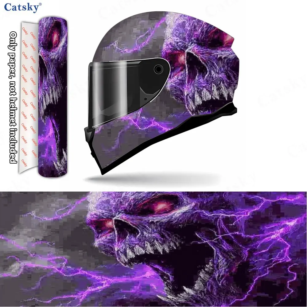 Purple Lightning Demon PVC material self adhesive waterproof motorcycle helmet sticker, paste firmly and do not fall, waterproof