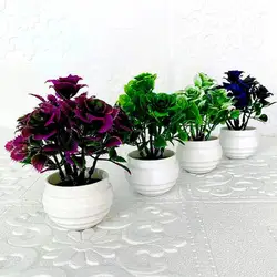 Plastikowe sztuczne rośliny nie blaknąca symulacja Bonsai 1 zestaw sztuczne drzewko Bonsai chińska róża rośliny fałszywe Bonsai do dekoracji