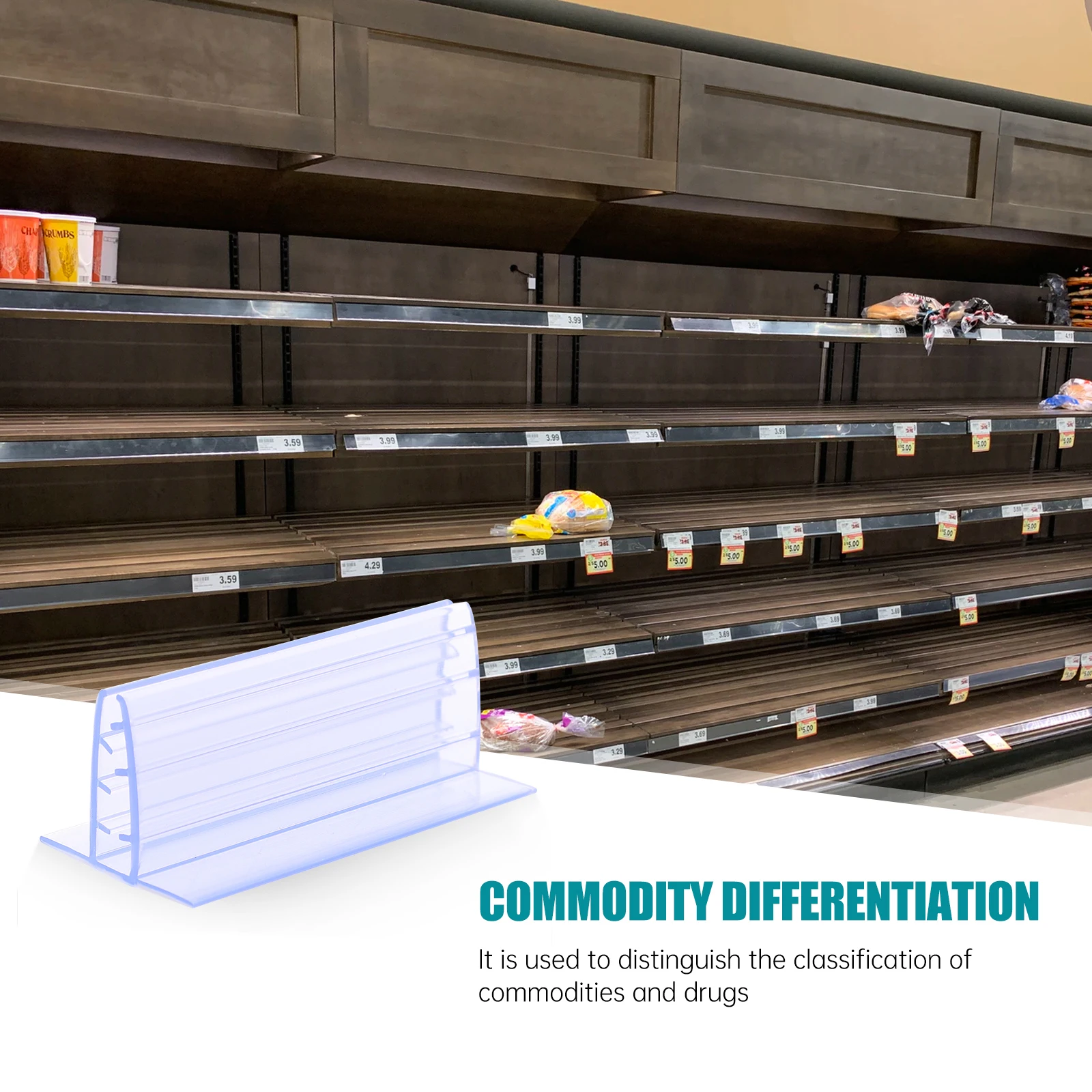 

10 Pcs Advertising Clip Display Accessories Glass Plate for Desk Sneeze Guard Holders The Sign Price Stand Pvc Label