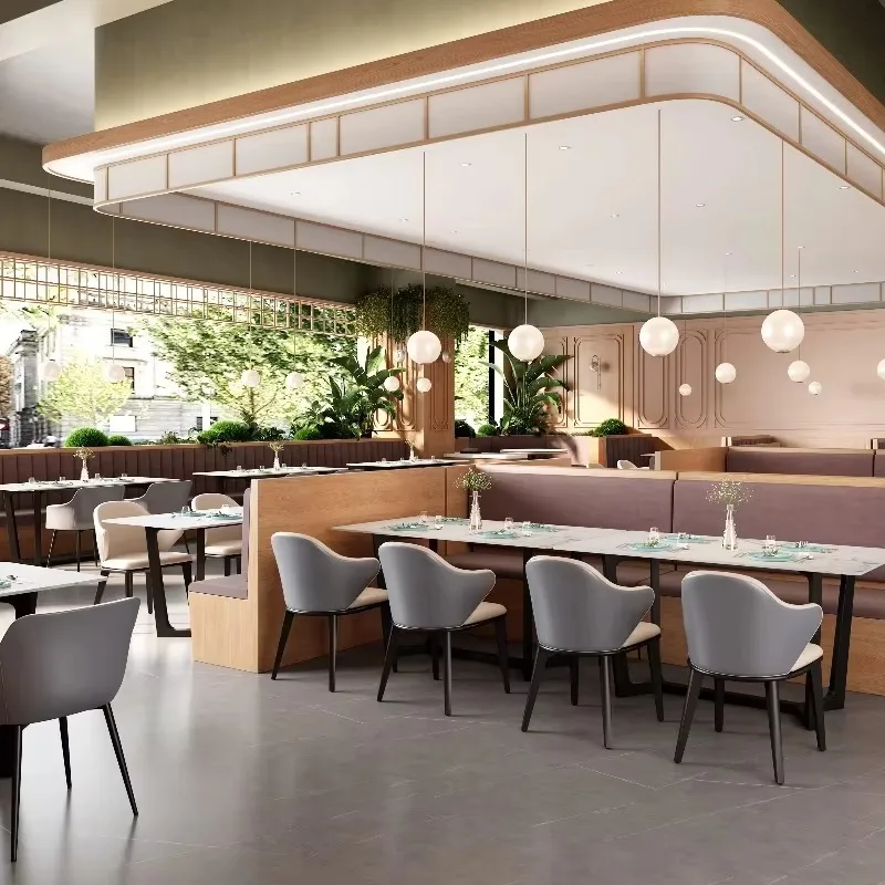 New Arrival Comfortable Luxury Commercial Restaurant Furniture Solid Wood Coffee Restaurant Arm Chairs for Restaurant with Table