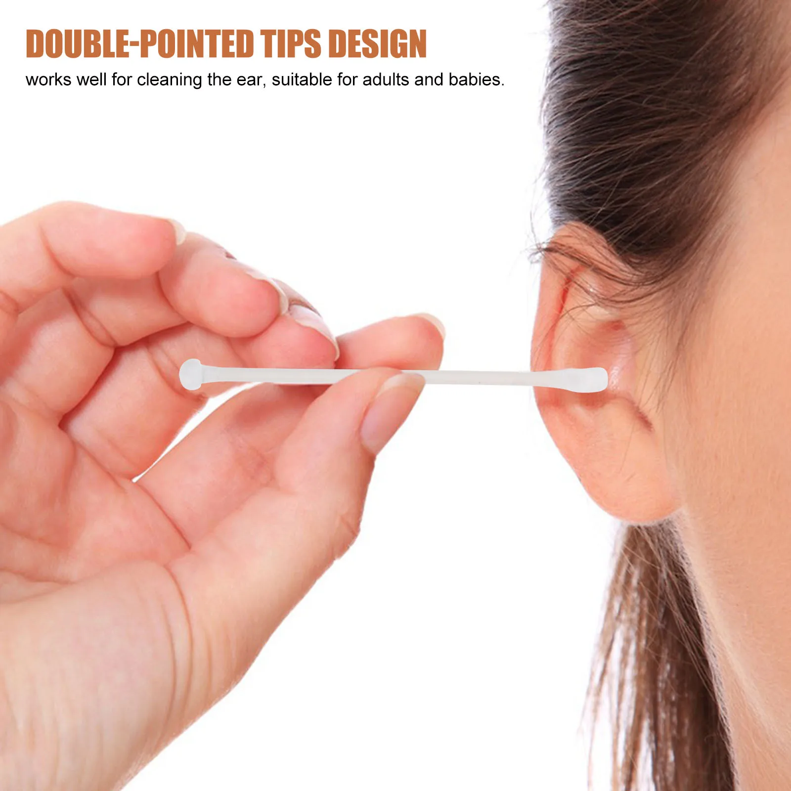 3 صناديق مسحات قطنية للأذن مزدوجة الأطراف أداة تنظيف الأذن للاستعمال مرة واحدة باللون الأبيض مقبض قوي أعواد قطنية #3