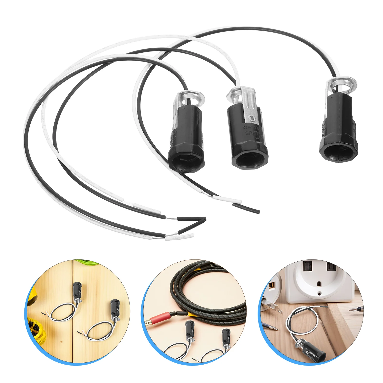 

3Pcs E12 Candelabra Light Socket Wire Lead Lamp Holder Replacement for Chandelier LED Bulb Home Office Commercial