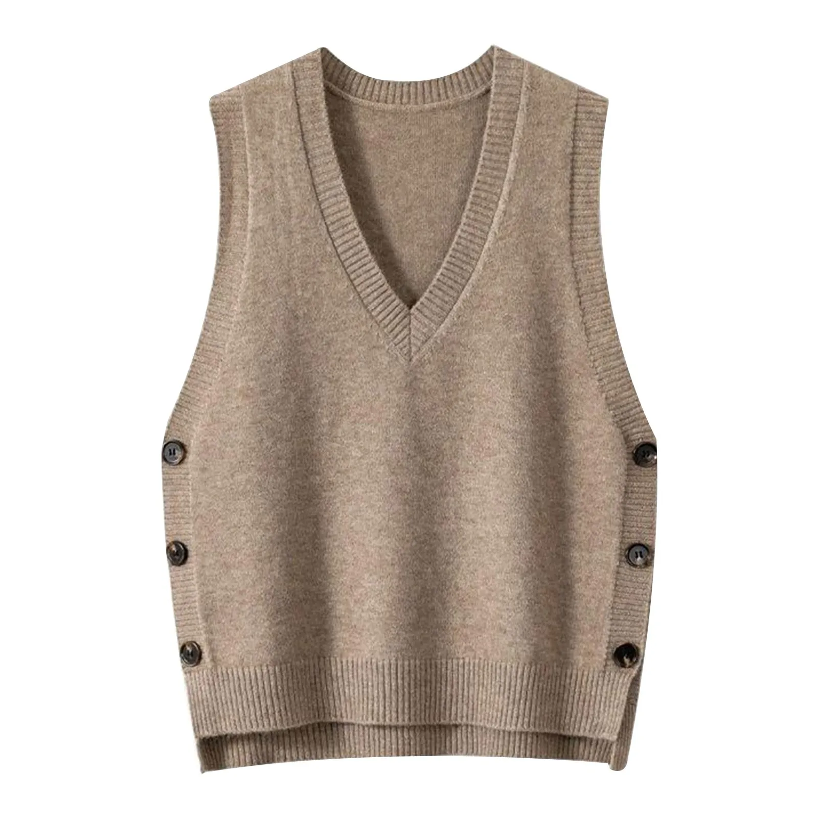 Chaleco de punto con cuello en V para mujer, suéter salvaje suelto coreano, Tops sin mangas, otoño e invierno, nuevo