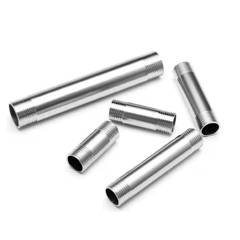 1pcs 3mm Thick Seamless SS Double Male Thread Pipe Nipple 1/2