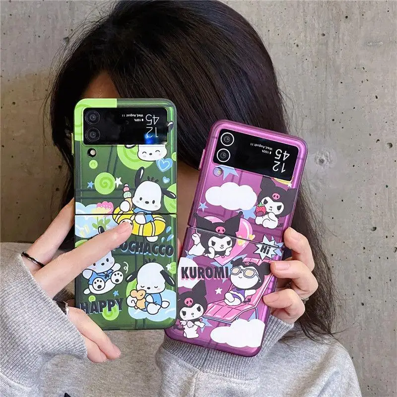 

New Sanrio Kuromi Pochacco Cartoon Cute Suitable Samsung Zflip3 Phone Case Zflip3 Folding Screen 4Th Generation Protective Cover