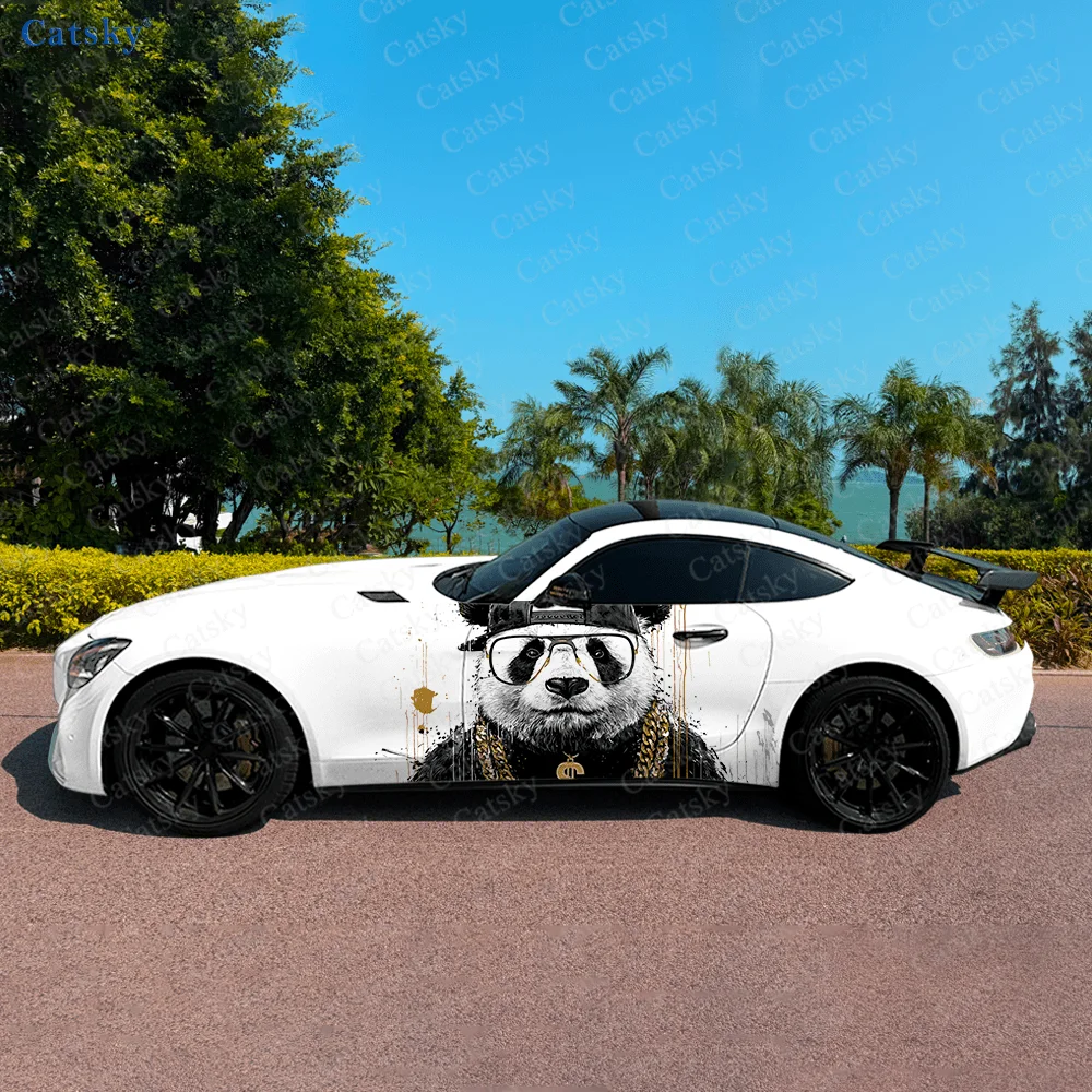 

Gold Chain Panda Cool Car Side Sticker Decoration, PVC Waterproof Scratch Resistant Decal, Car Protection, Auto Accessories Gift
