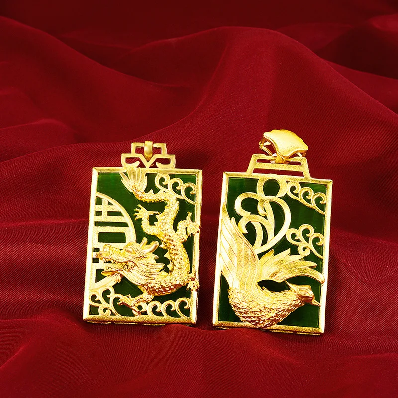 

24K Gold-Plated Dragon and Phoenix Pendant for Men and Women - Fashionable Non-Fading Jewelry, Stylish Valentine's Day Gift