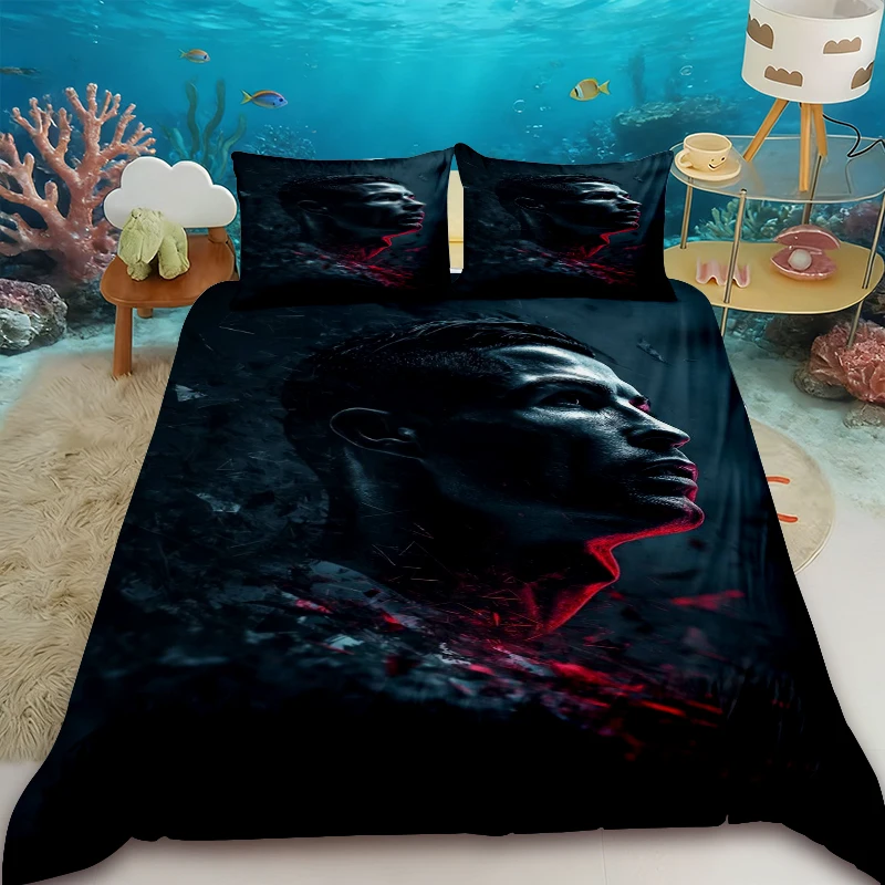 

Комплект пододеяльников с 3D-принтом футболиста Роналду для подростков, детей, мальчиков и девочек, мягкий чехол для кровати на молнии
