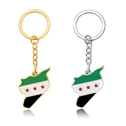 Unisex Syria Country Map Flag Pendant Necklace Keychain for Men Women Alloy Fashion Choker Key Ring Bag Charms Jewelry Gifts