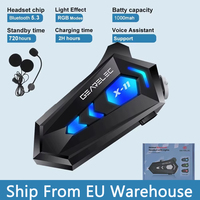 GEARELEC X11 Motorcycle Bluetooth Helmet Headset Hands Free Call IPX6 Waterproof 1000mAh Headset Speakers HiFi Stereo RGB Light