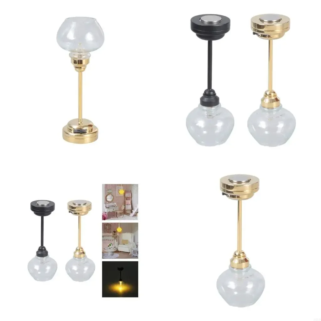 

1:12 Кукольные домики, потолочная люстра для гостиной, детский светодиодный потолочный светильник, игрушечная мебель, потолочный