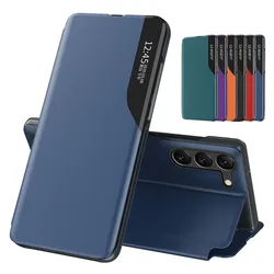 Smart View Flip Phone Case For Samsung Galaxy A57 A37 A27 A17 A56 A36 A26 A16 A15 5G A25 A35 A55 Book Cover Funda Coque