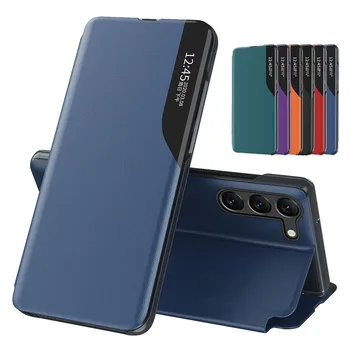 Funda de teléfono con tapa con vista inteligente para Samsung Galaxy A06 A16 A15 5G A25 A35 A55 A05 A05S A14 A24 A34 A54 Funda de libro Coque Capa