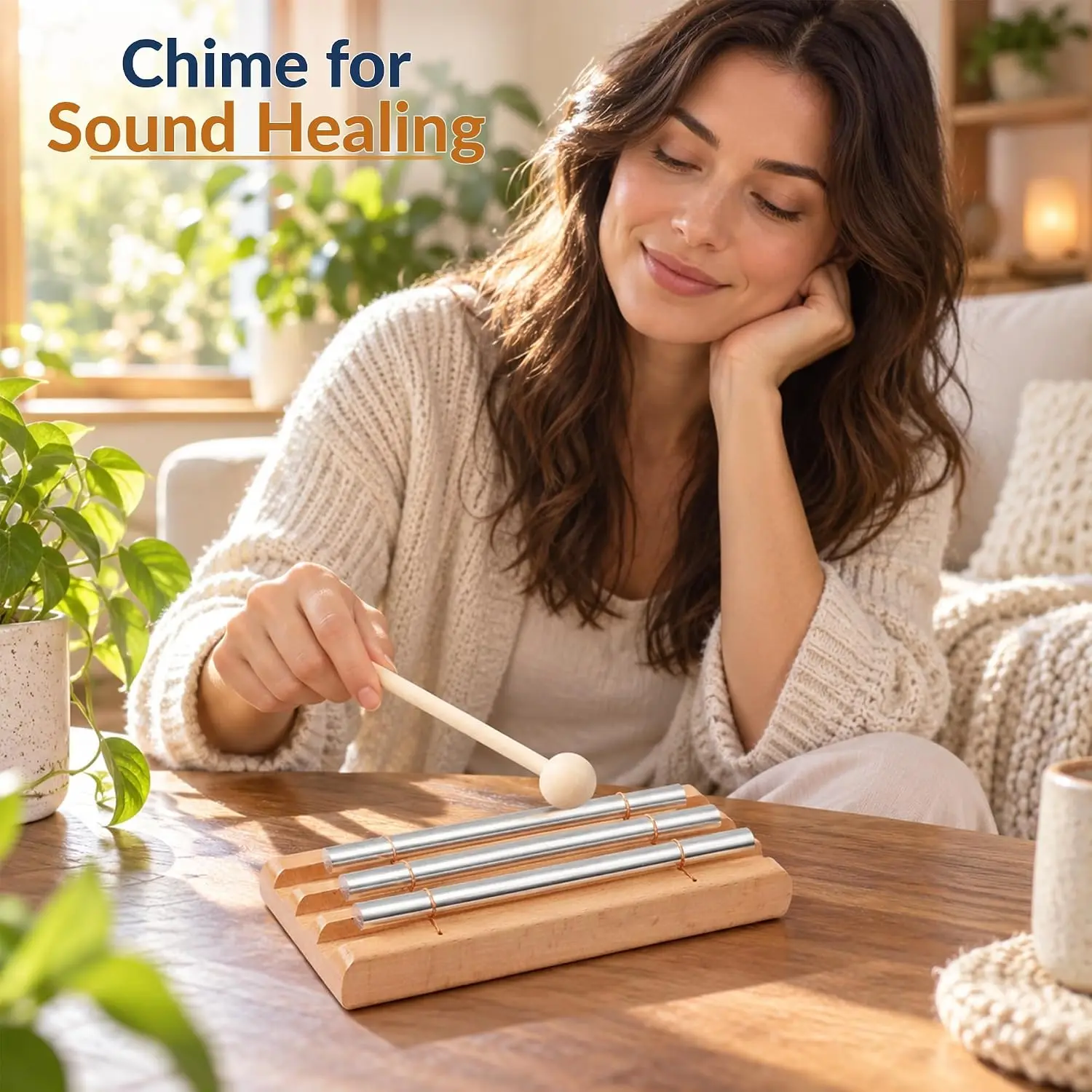 Portable Tuned Meditation Energy Chime With Wood Striker Sound Healing Tool For Class Reminder Yoga Spiritual Calming Daily Use