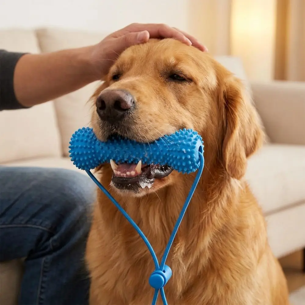 

Bite-Resistant Dog Teething Stick Anti-choking with Rope Pet Teeth Cleaning Toy Chew-resistant Dog Chew Stick Self Happy