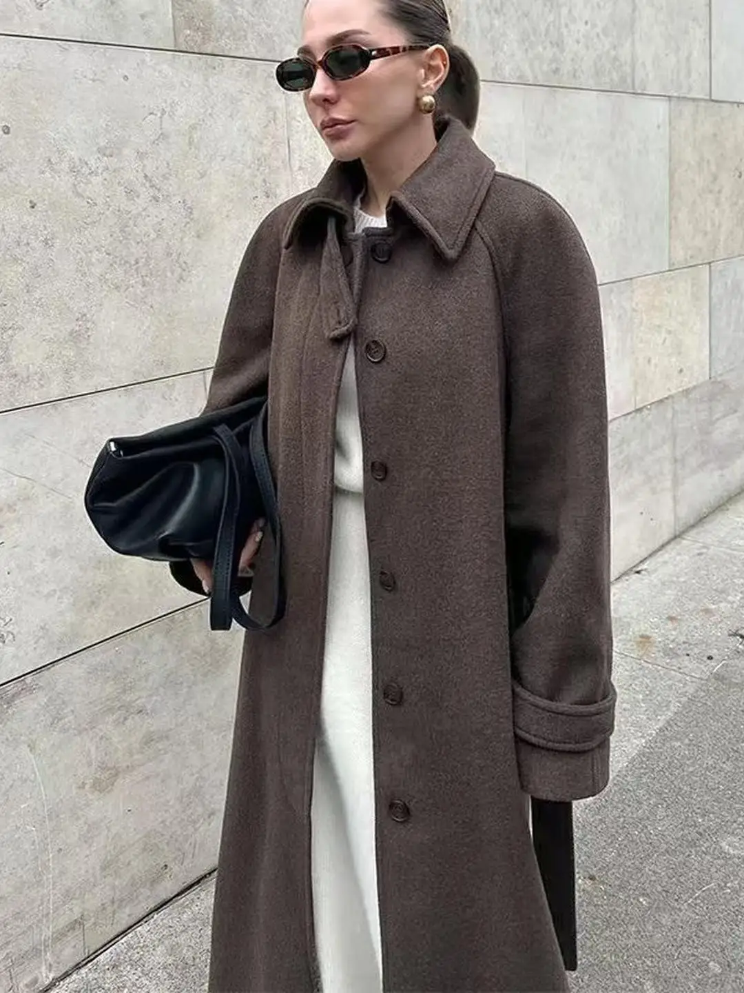 Herfst Winter Lange Sve Jas Briti Sle Design Sense Flip Cover Kraag Belted Bovenkleding Street Sle Slim Fit Katoenmix