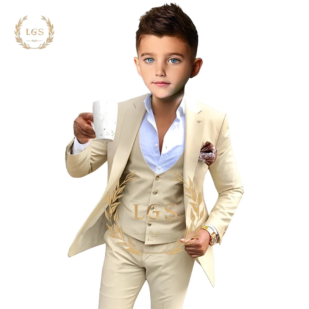 3-Piece Casual Suit Set for Boys - Party, Prom, and Event Wear Customizable with Stylish Blazers, Pants, and Vests