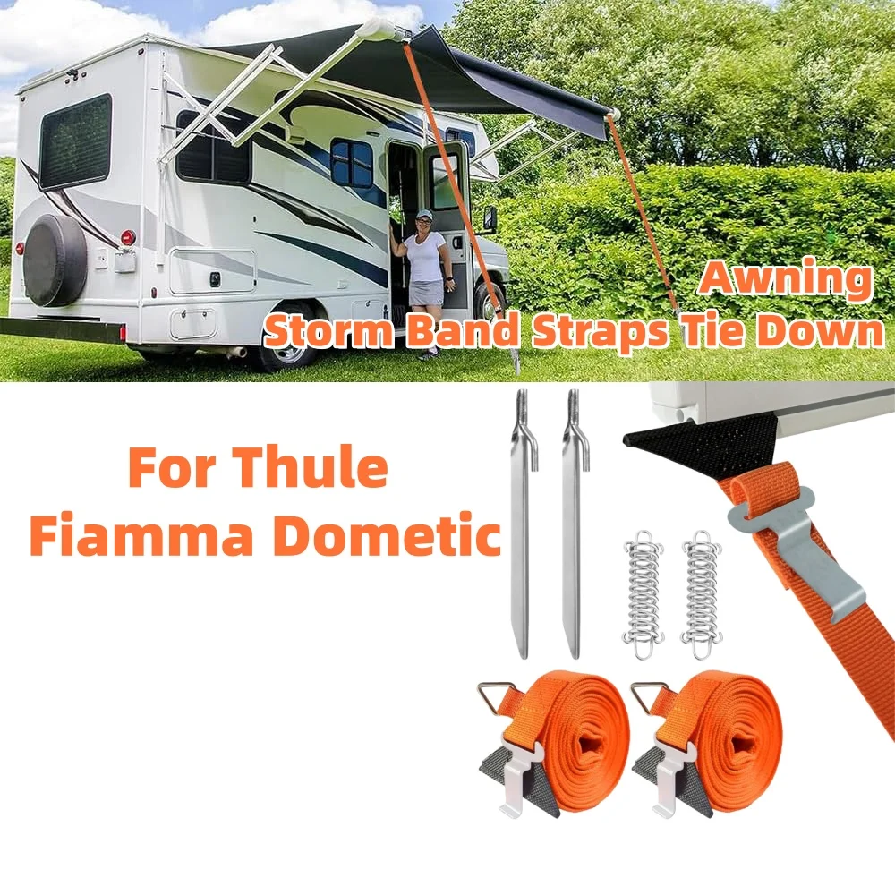 

New 1Set RV Awning Storm Band Straps Tie Down Camping Awning Accessories for Thule Fiamma Dometic Awning Canopy Most Motorhomes