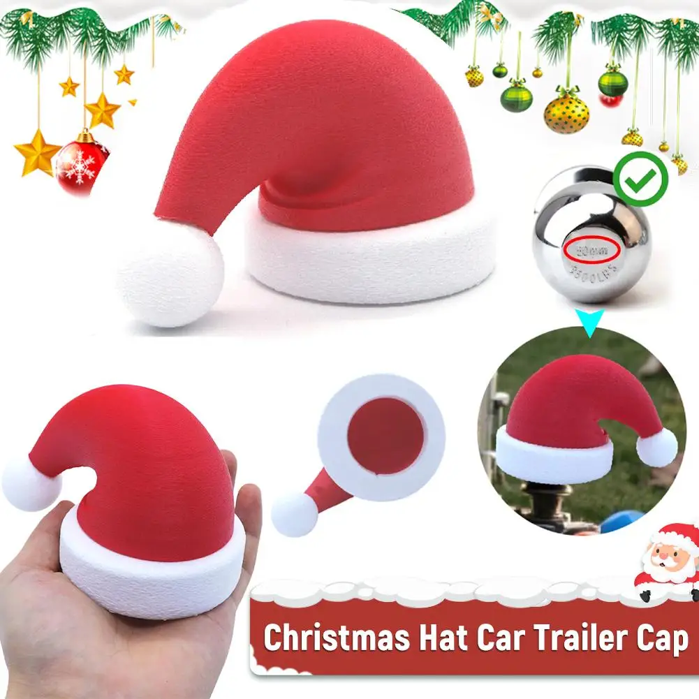 

Funny Christmas Santa Hat Trailer Hitch Cover 3D Printed Vehicle Decoration Anti Rust Tow Receiver Tube Cap Gift For Women Men
