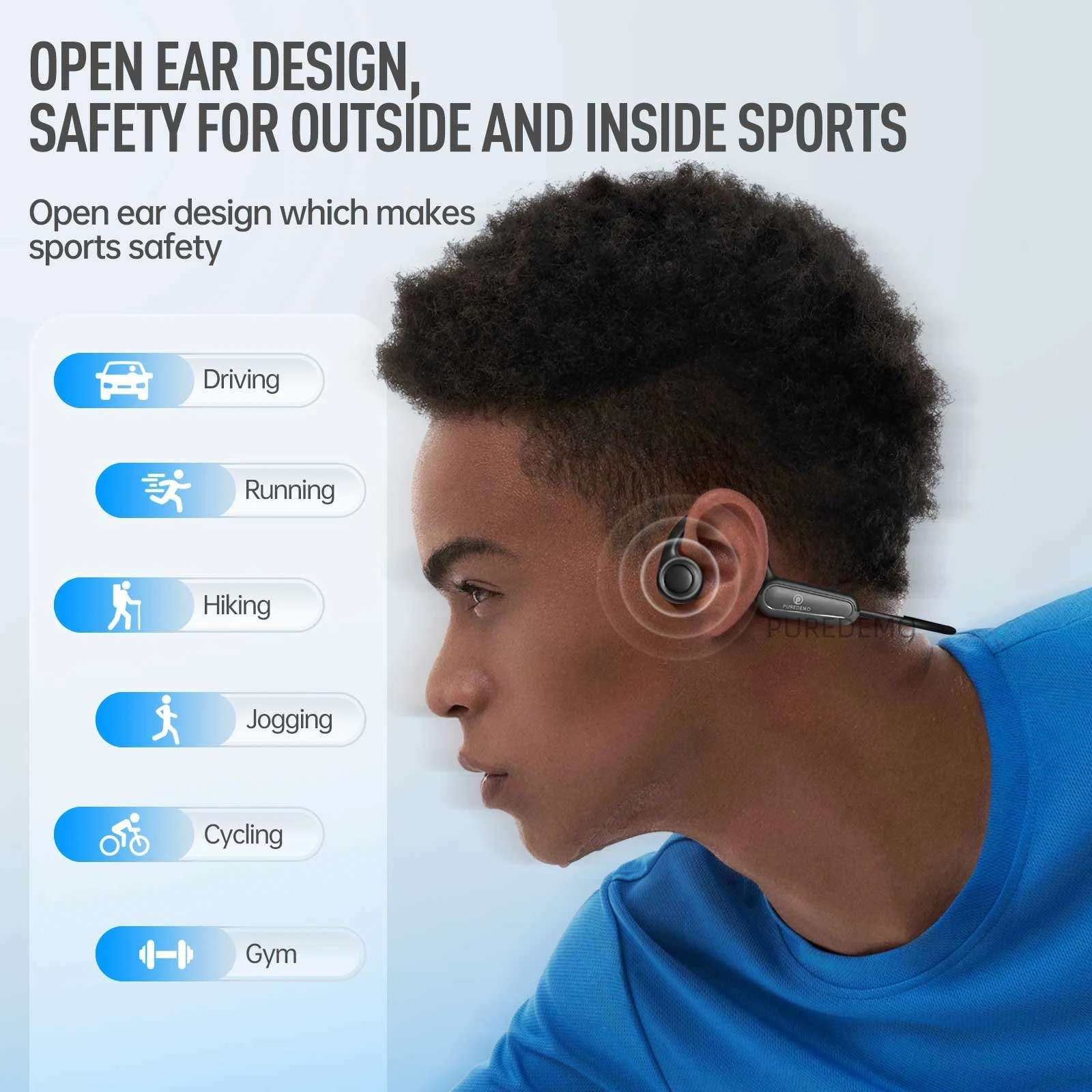 Bone Conduction Earphone Bluetooth 5.4 Wireless Headphones IPX5 Waterproof Sports Headset with Mic for Workouts Running Driving