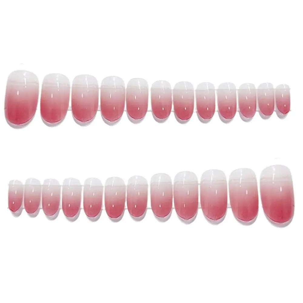 ファッションキュスサークルアーモンド型つけ爪フルカバー取り外し可能フレンチスタイルネイルミディアムレングスチェリーグラデーションプレスオンネイル女性用
