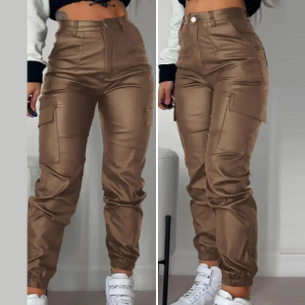 Women Motorcycle Trousers Women Pants Stylish Women's Faux Leather Pants Soft Breathable Slim Fit Trousers with for Motorcycle