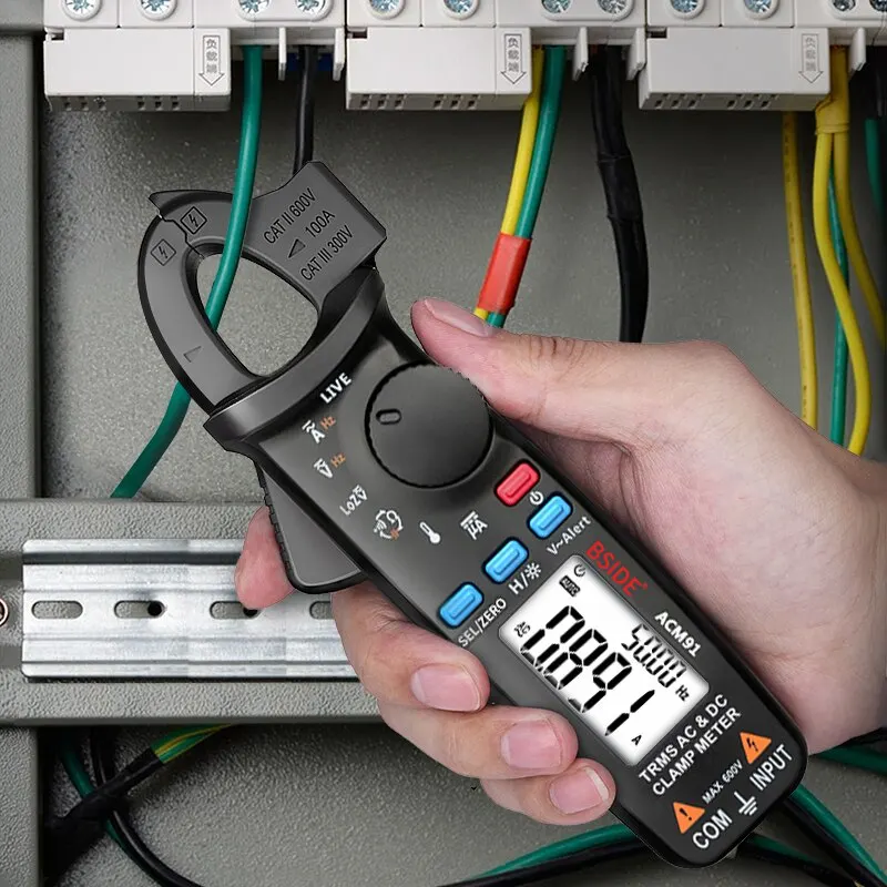 BSIDE cyfrowy miernik cęgowy 1mA precyzyjne szczypce amperomierzowe True RMS DC prąd prądu przemiennego naprawa samochodów elektryczny tester temperatury multimetr