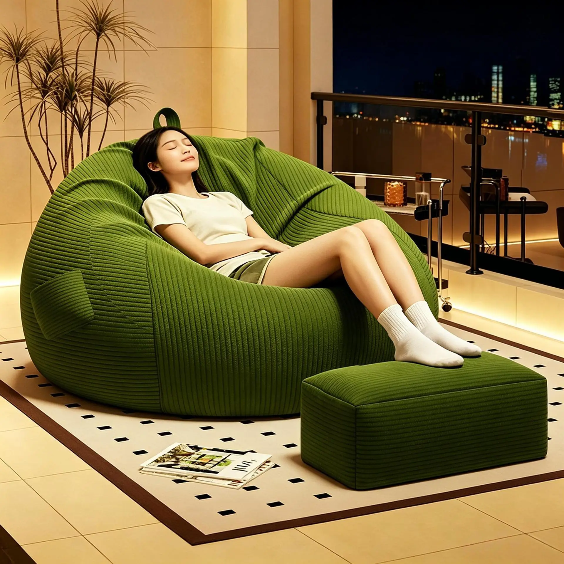 Bean Bag Full Filling Single Frameless Sofa, Leisure Bedroom Sofa Living Room, Sit Lie Dual-Use Soft Sofa Bed